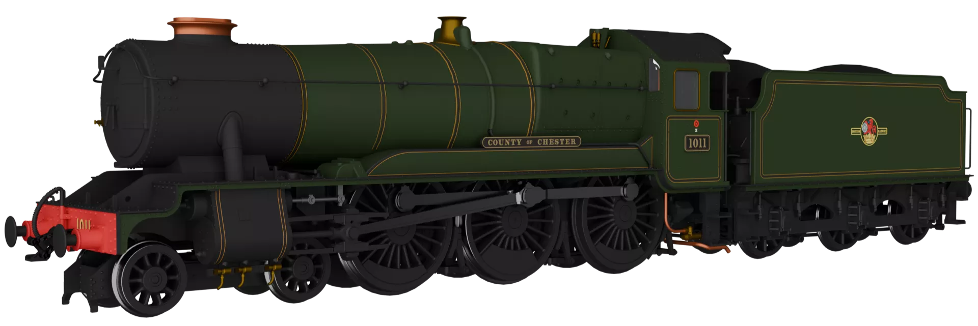 954510 GWR County No.1011 ‘County of Chester’ BR Lined Green Late Crest Steam Locomotive – DCC Sound