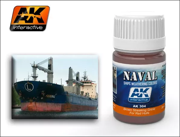 AK Interactive 304 Red Hulls Brown Streaking Grime Enamel Paint 35ml Bottle
