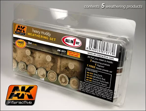 AK Interactive 77 Heavy Muddy Enamel Paint Set (78, 79, 80, 81)