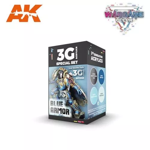 AK Interactive AK1063 Wargame Color Blue Armor Acrylic Paint Set (3rd Generation)
