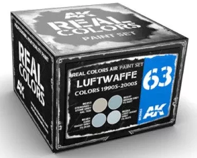 AK Interactive RCS63 Real Colors: Luftwaffe 1990s-2000s Acrylic Lacquer Paint Set (4) 10ml Bottles (D)