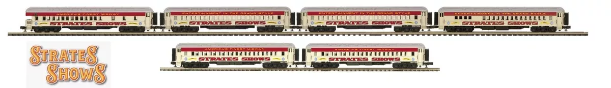 Atlas 3001772A STRATES SHOWS Circus Madison Heavyweight Train 4 Car Set AND 3001772B 2 car set LIMITED NEW