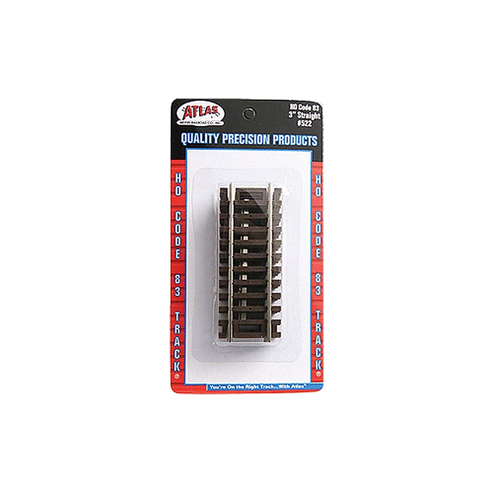Atlas Model Railroad 522 HO Scale Code 83 Straight Snap-Track(R) — 3″7.6cm pkg(4)