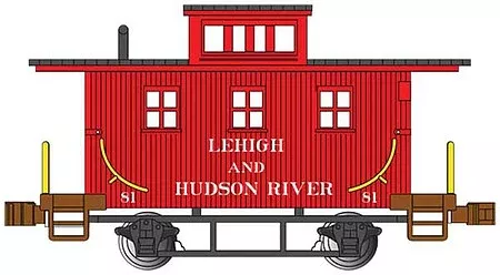 Bachmann 15756 N Scale Old-Time Wood Bobber Caboose – Ready to Run — Lehigh & Hudson River 81 (red, black)