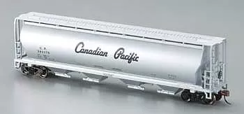 Bachmann 19142 HO Scale Canadian Cylindrical 4-Bay Grain Hopper - Ready to Run - Silver Series(R) -- Canadian Pacific (gray, black, Script Lettering)