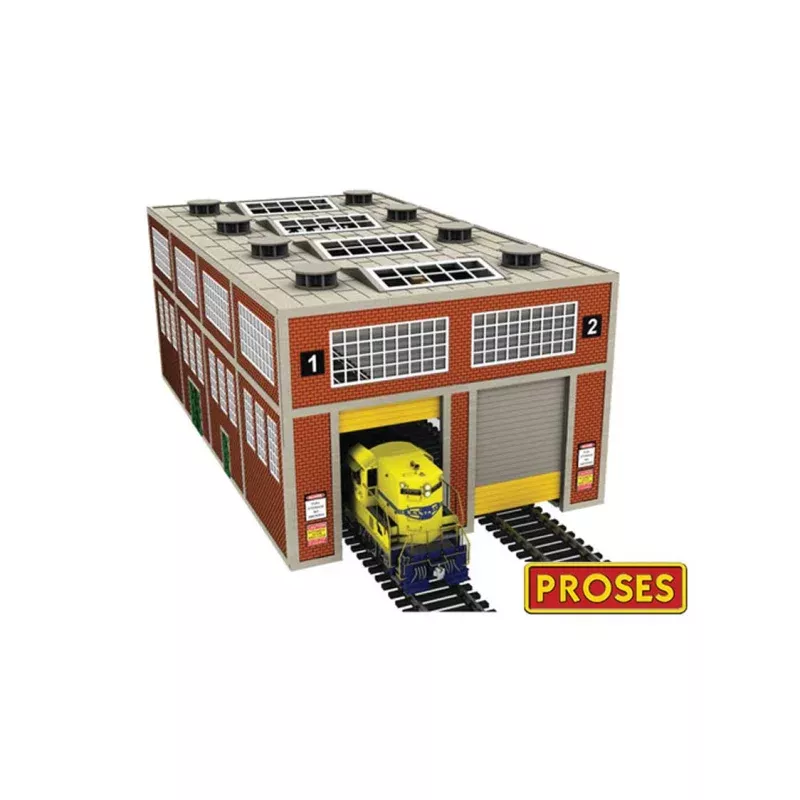 Bachmann 39119 DUAL-STALL MODERN ENGINE HOUSE WITH MOTORIZED DOORS (HO SCALE), HO
