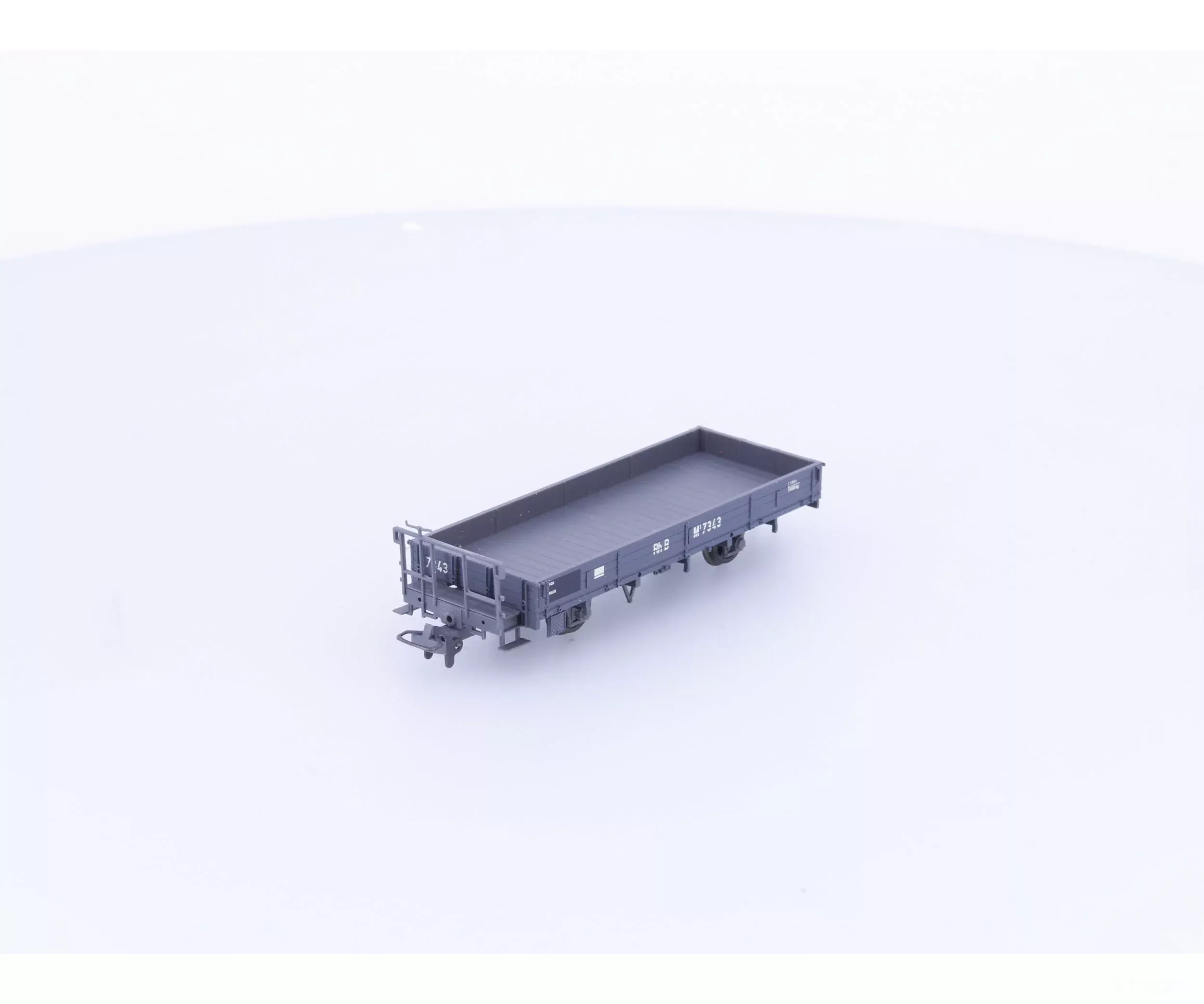 Bemo 2257103 HOm RhB Low Side Flat Car 7343 (2nd Hand)