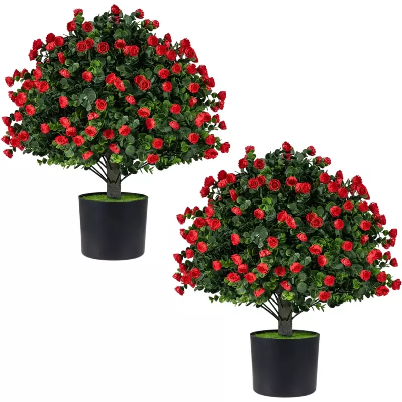 Costway 2 Pack Artificial Rose Topiary Ball Trees 18483654 New