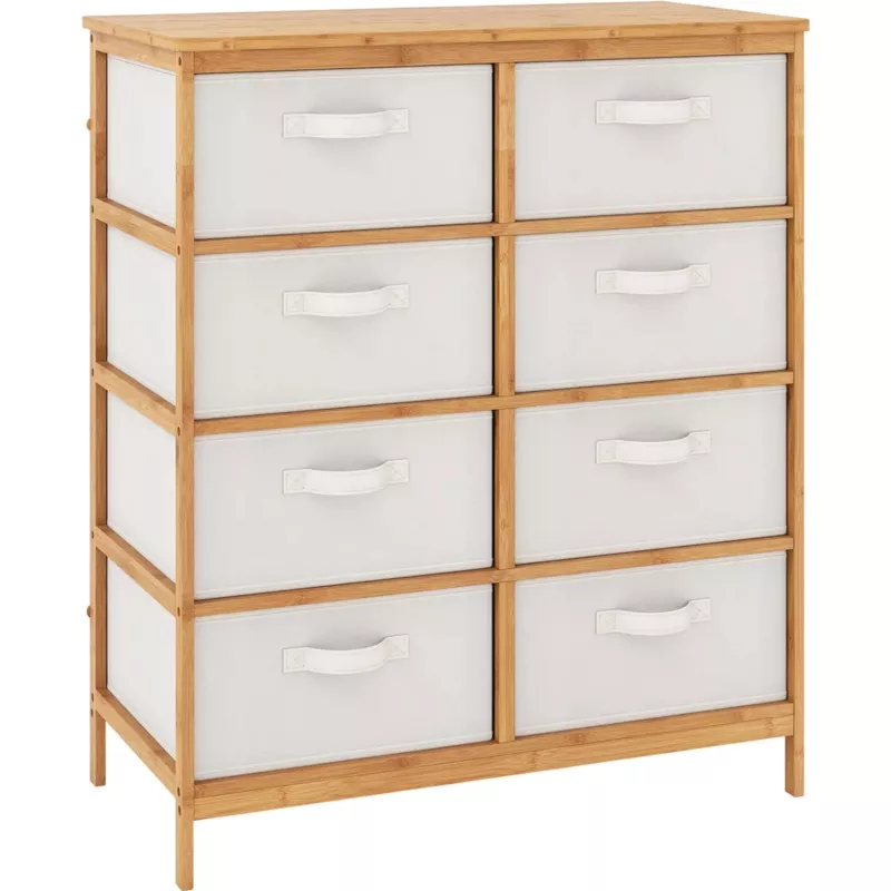 Costway 8-Drawer Bedroom Dresser with Removable Fabric Bins 70076313 New