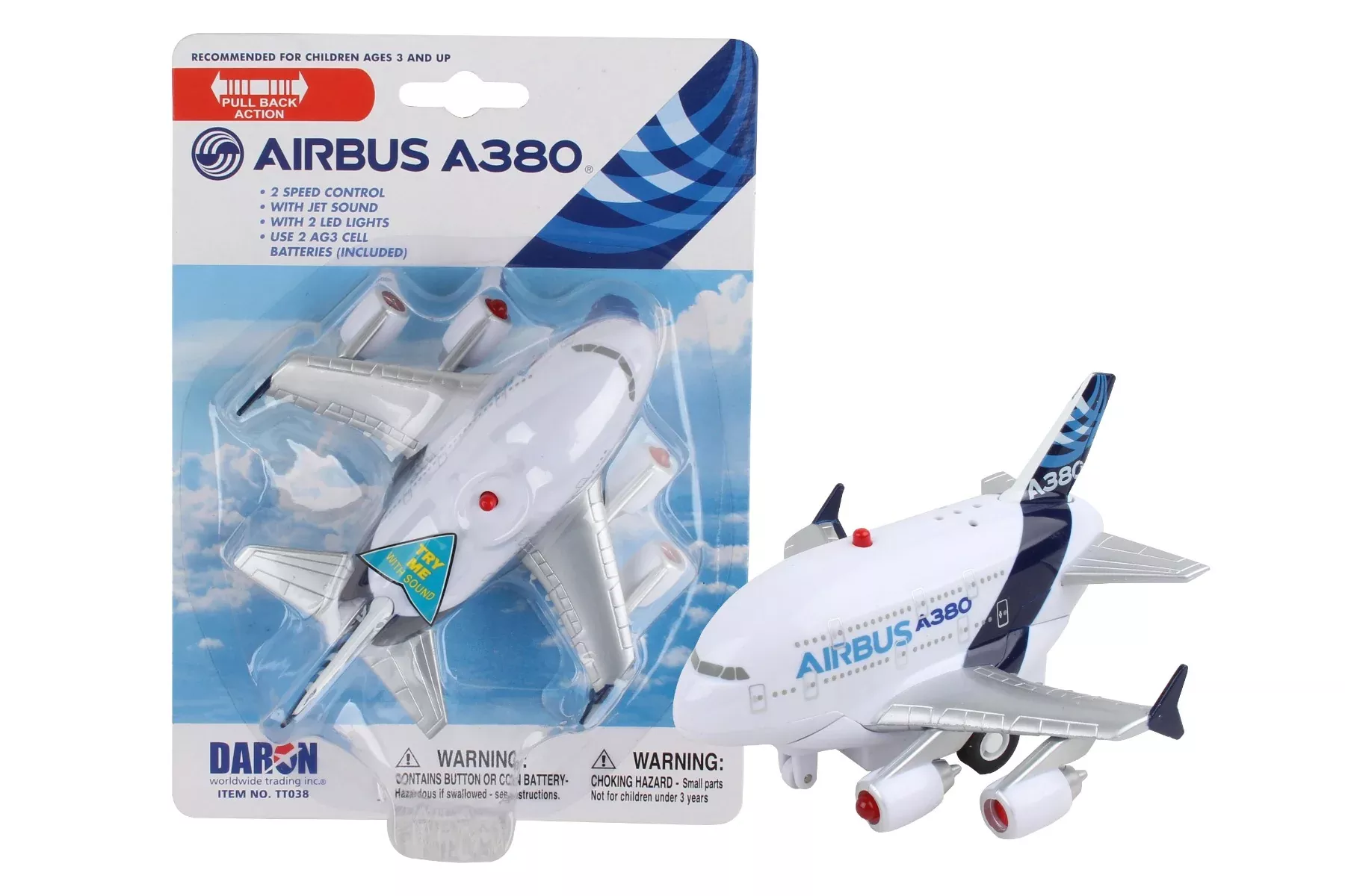 Daron Toytech TT038 Airbus A380 Pullback W/Light & Sound (**)