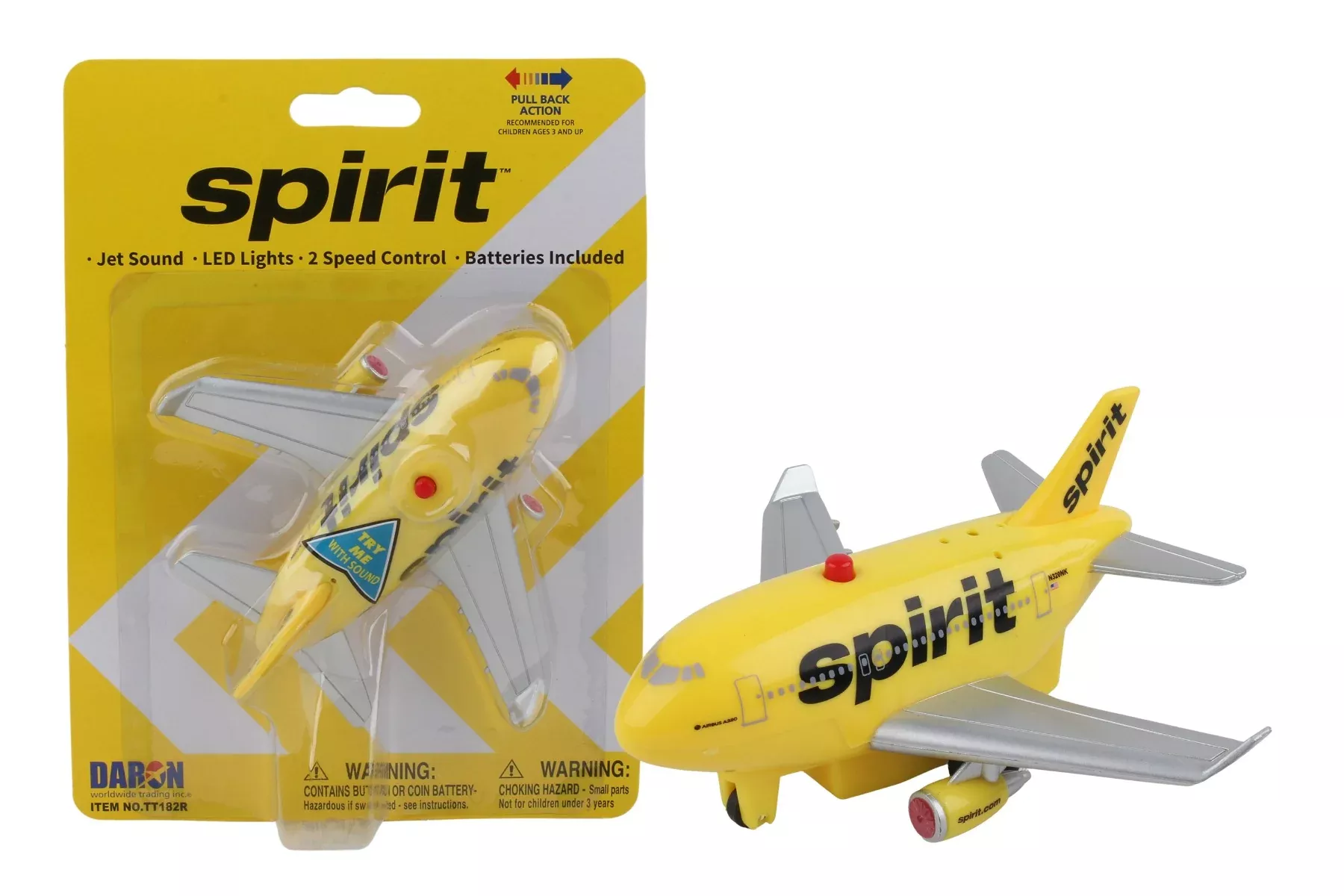 Daron Toytech TT182 Spirit Airlines Pullback W/Light & Sound