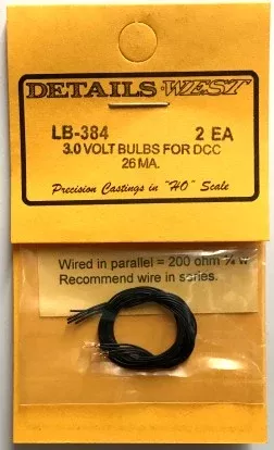 Details West 384 HO 3.0 Volt Light Bulbs for DCC 26 MA (Set of 2)