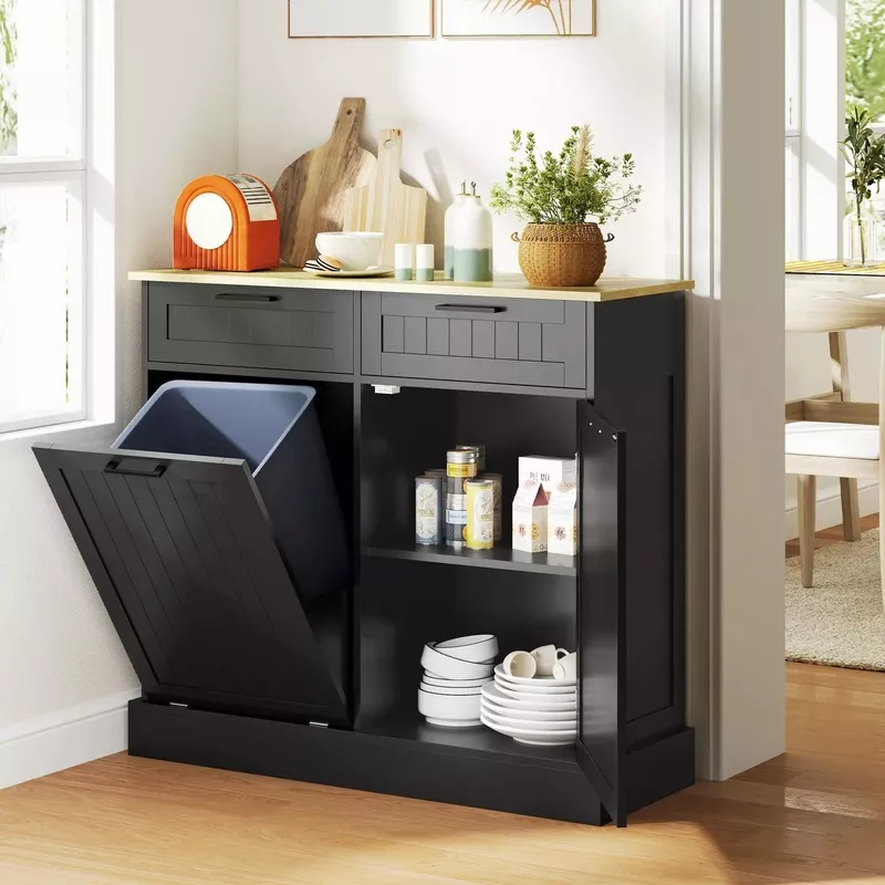Douglas Kitchen Trash Cabinet Black