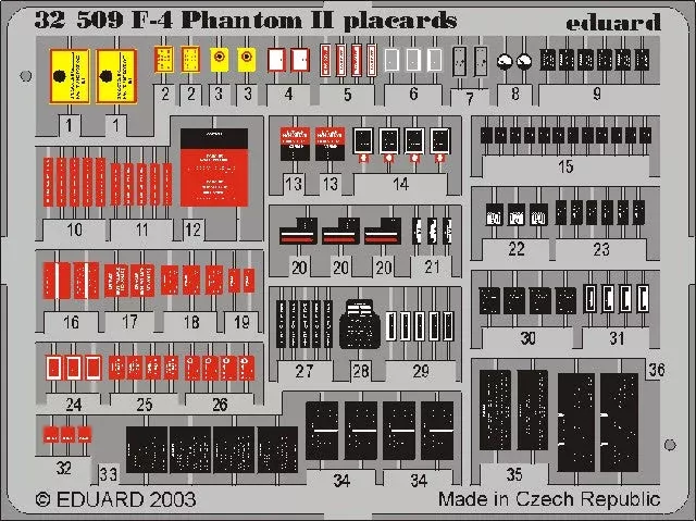 Eduard 32509 1/32 Aircraft- F4 Placards (Painted)