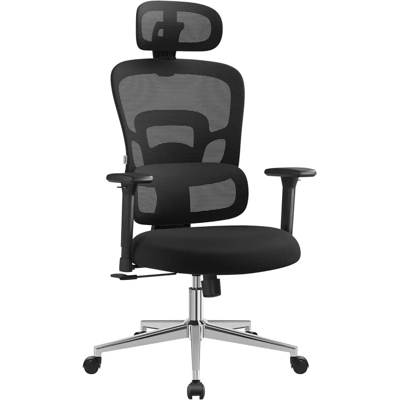 Ergonomic High Back Mesh Office Chair with Adjustable Lumbar Support, 3D Headrest, 3D Armrests and Reclining Tilt Function for Home Office Ink Black OBN070B21