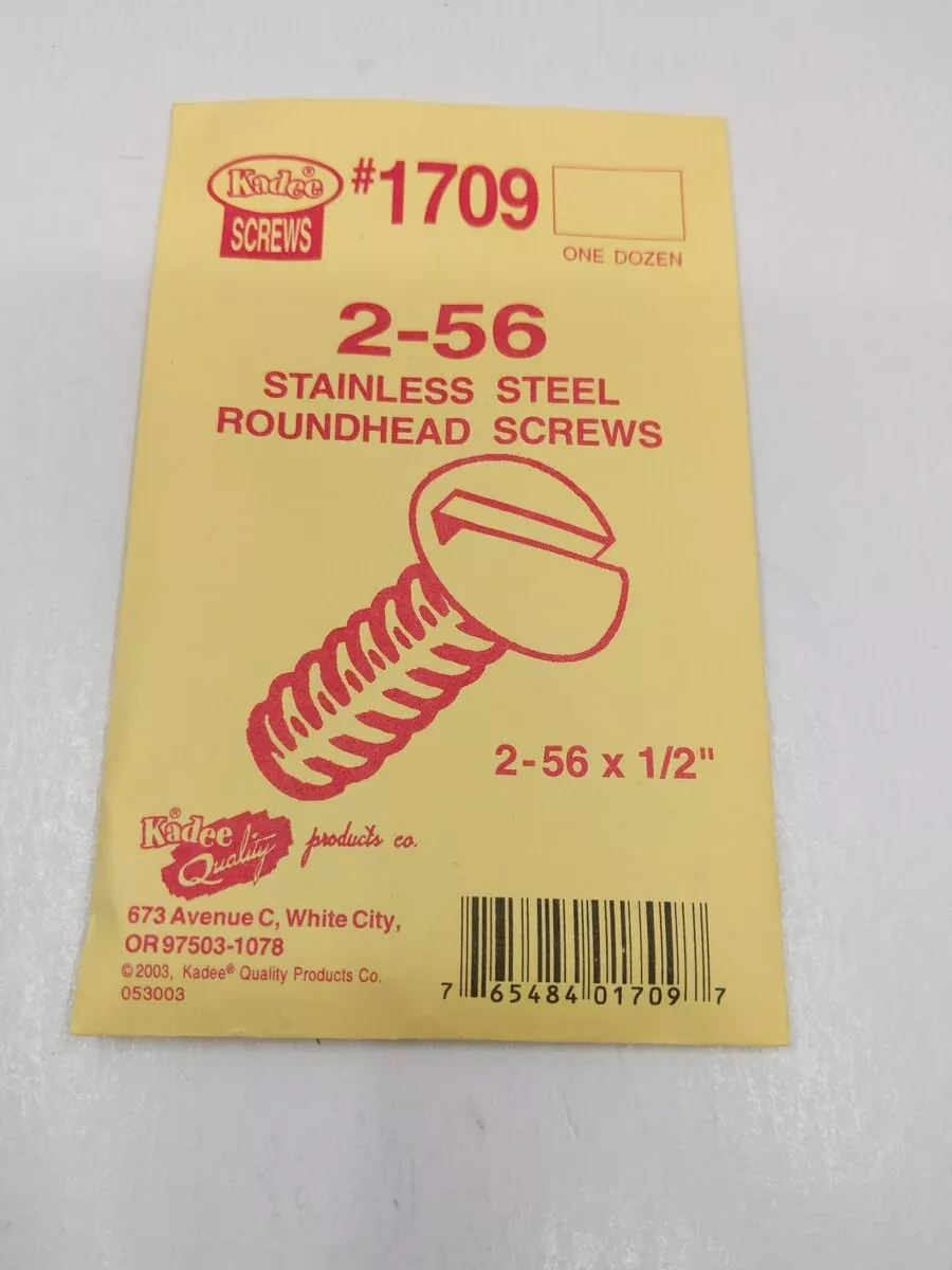 Kadee 1709 Multi Scale Stainless Steel Roundhead Screws 2-56 x 1/2" (Pack of 12)