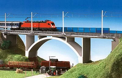 Kibri 39740 HO Scale Prestressed Concrete Bridge — Single Track 64 x 7 x 12cm