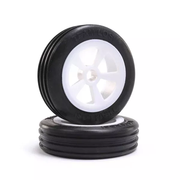 Losi LOS41021 Rib Front Tire Mounted on White Wheels Mini JRX2 2pc