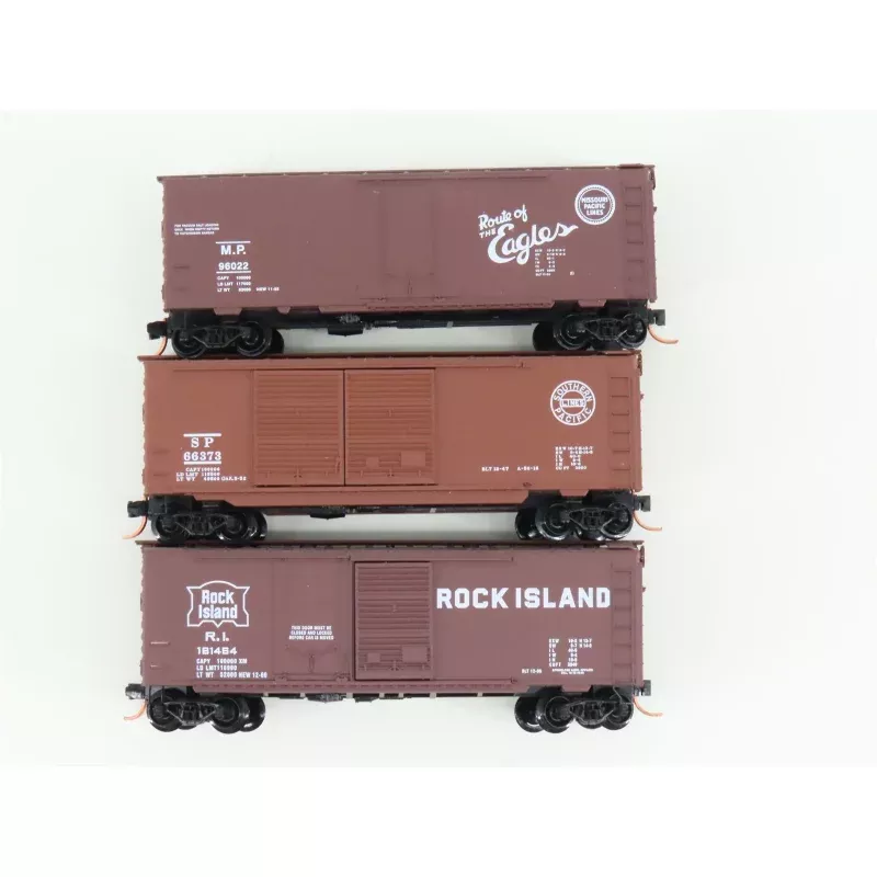 LOT of 3 N Scale Micro-Trains MTL MP/SP/RI Railways 40' Boxcars