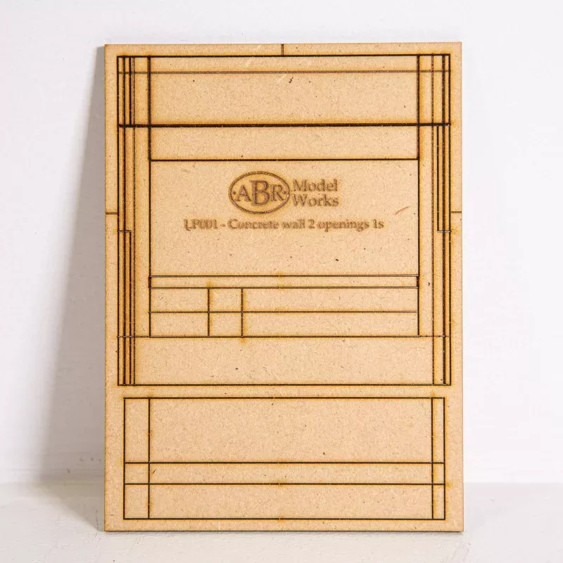 LP001 - HO Scale - Concrete modular model wall panel 2 openings per storey, 1 storey