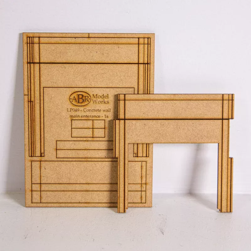 LP049 - HO Scale - Concrete modular model wall panel for the main entrance, 1 storey