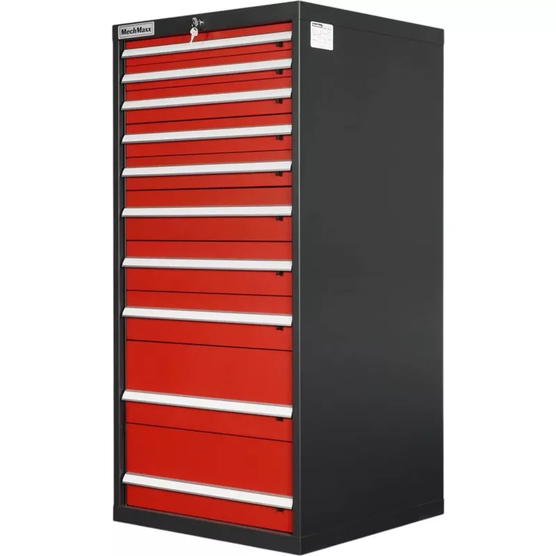 MechMaxx MD59A10 Tool Box Heavy Duty Modular 10 Drawer Cabinet Tool Storage Organizer Steel Construction 59″ H x 28.5″ W x 28.5″ D New