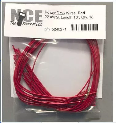 NCE 5240271 PDWR16 Red 16″ 22AWG Feeder/Power Drop for DCC Power Bus Layout Wiring