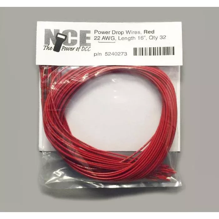 NCE 5240273 PDWR32 Red 16″ 22AWG Feeder/Power Drop for DCC Power Bus Layout Wiring