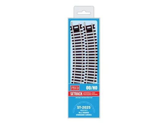 Peco HO ST2025 Code 100 Nickel Silver Standard 22.5 Degree Curved Section, 2nd Radius 17-1/4″ (8)
