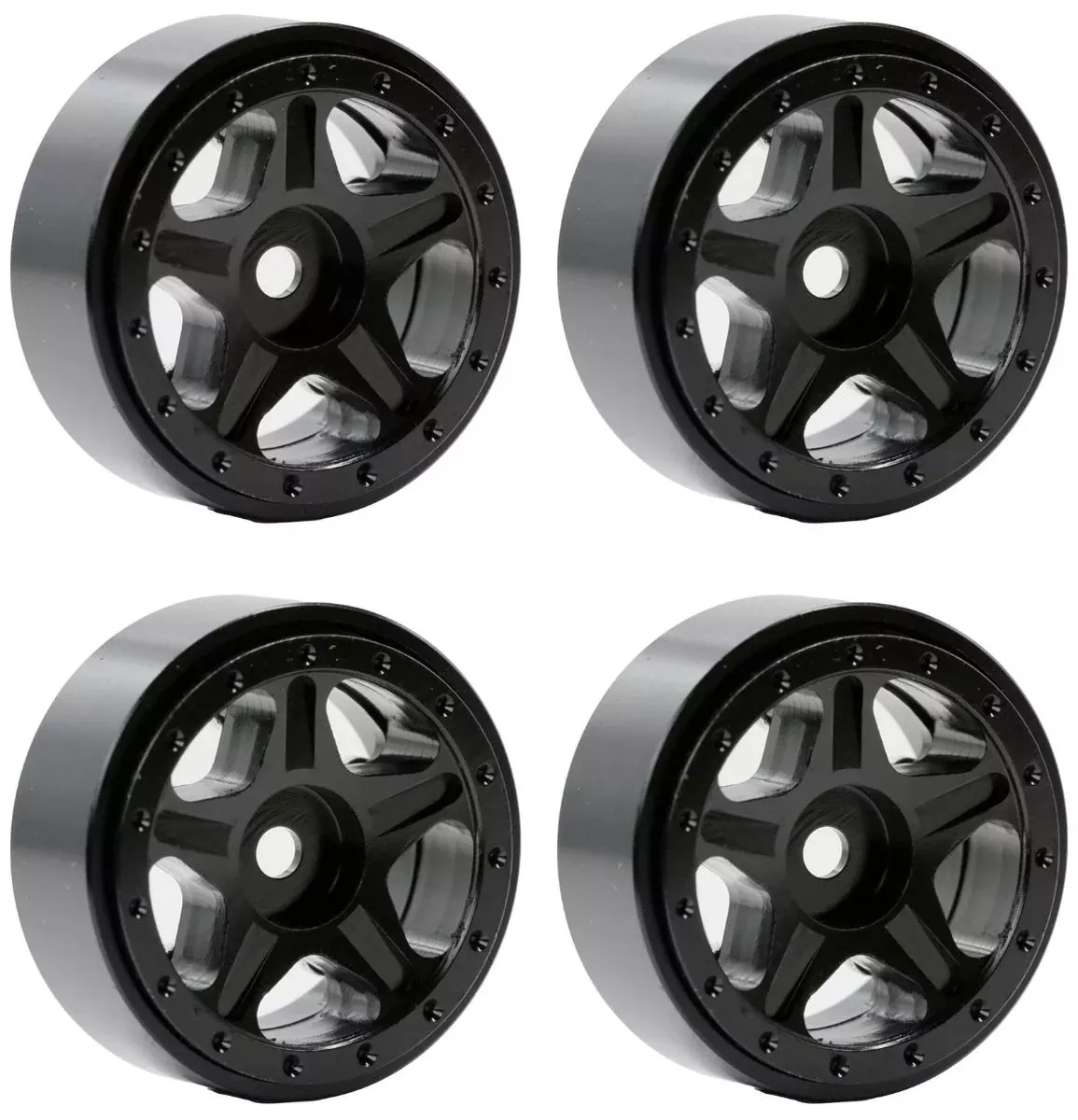 Powerhobby SCX2409 Black Aluminum Beadlock Wheels for SCX24