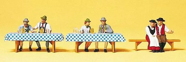 Preiser 10449 HO Scale Oktoberfest Goers #2 Seated At Tables — pkg(6)