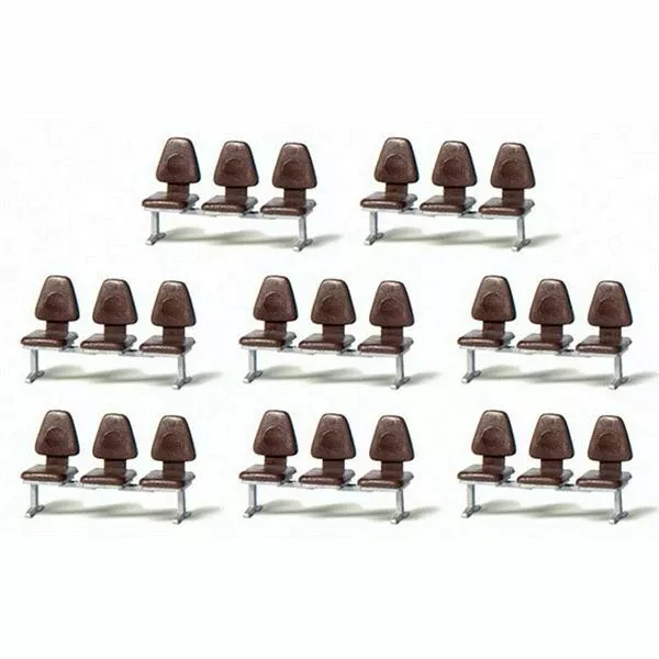 Preiser 17215 HO Scale Modern Modular Seating — 3-Seat Units pkg(8)