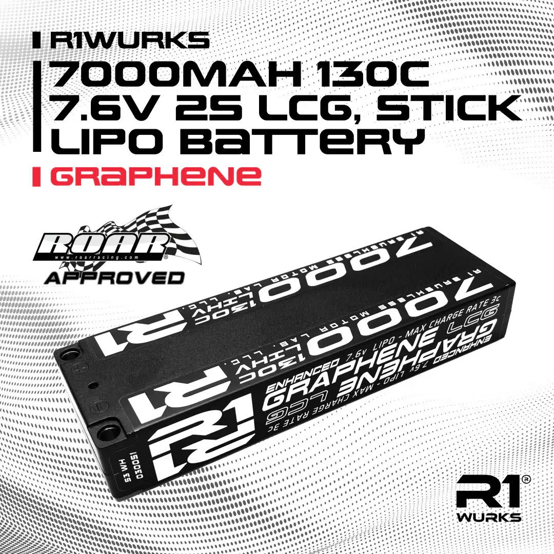 R1-030051 7000 mAh 7.6v 2S 130c LCG Stick LiPo Battery Graphene (R1wurks)