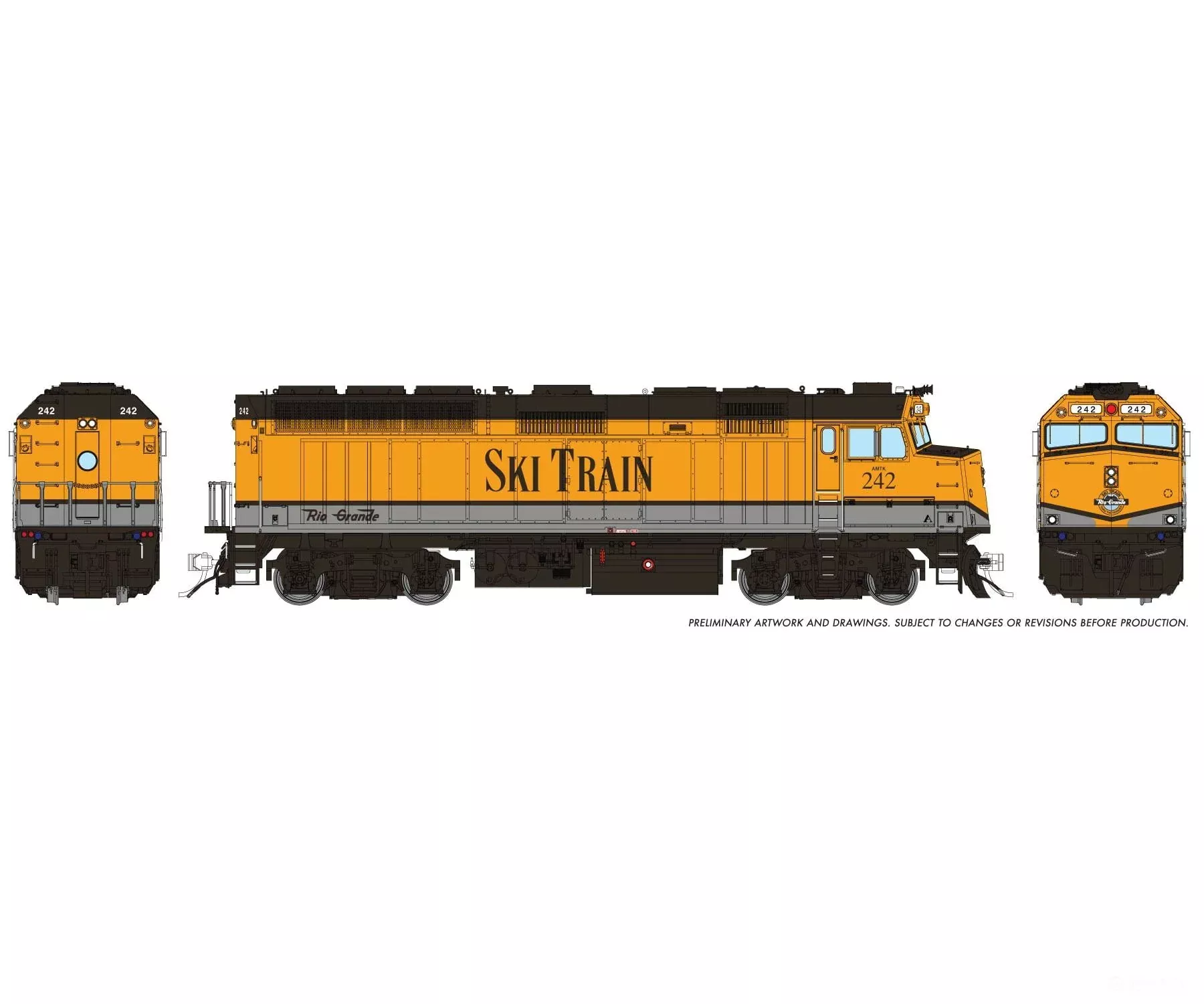 Rapido 1043091 HO EMD F40PH (DC/Silent): Denver Ski Train: #242