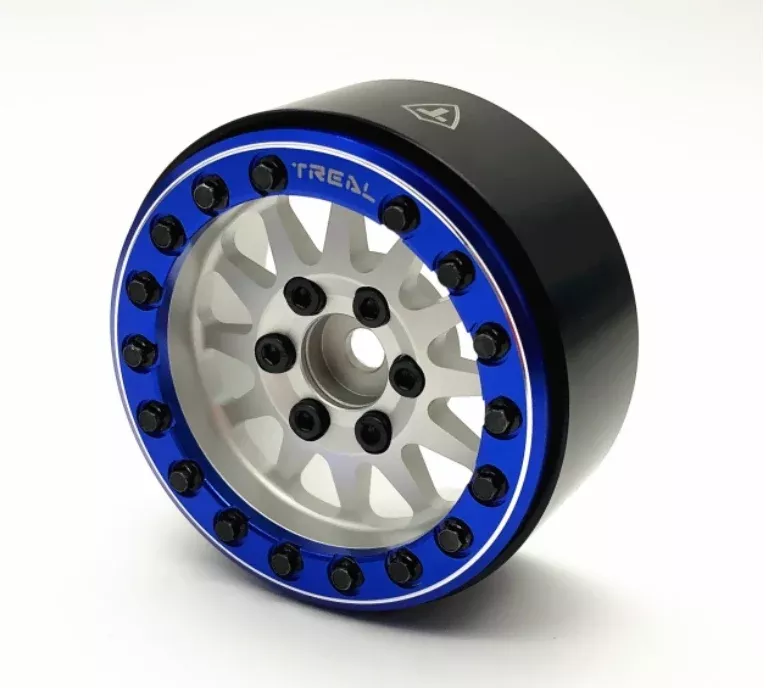 Treal Hobby (X002P1ELU3) 1.9″ Alloy Beadlock Wheels Silver with Blue Ring