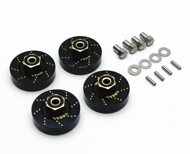 Treal Hobby (X002RZTQ0R) Black Brass +5mm Extended Wheel Hubs for SCX24