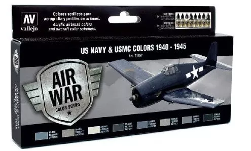 Vallejo 71157 17ml Bottle USN & USMC 1940-1945 Model Air Paint Set (8 Colors)