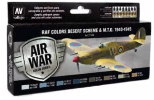 Vallejo 71163 17ml Bottle RAF Desert Scheme & MTO 1940-1945 Model Air Paint Set