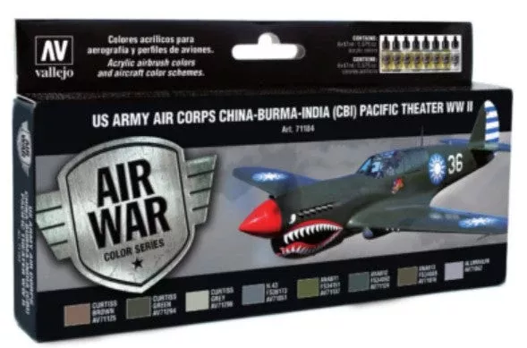Vallejo 71184 17ml Bottle WWII US Army Air Corps China-Burma-India (CBI) Pacific Theater Model Air War Paint Set (8 Colors)