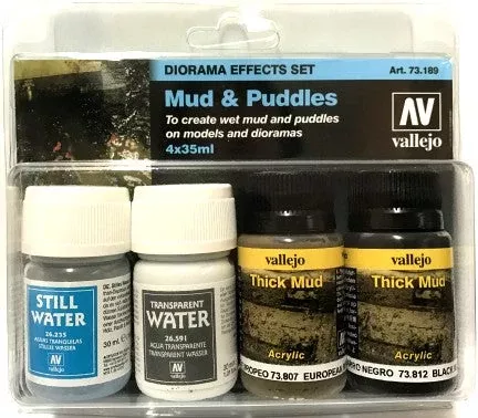 Vallejo 73189 35ml Bottles Mud & Puddles Diorama Effects Paint Set (4 Different)