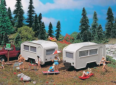 Vollmer 45147 HO Scale Camping Trailer pkg(2) — 2-13/32 x 1-5/8 x 1-13/32″6 x 4 x 3.5cm