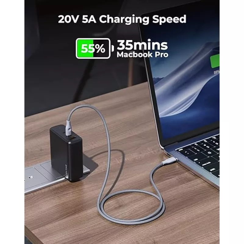 VOLTME PowerLink RUGG USB-C to USB-C Cable 6ft 100W Fast Charging Cable 2 Pack Grey Mixed Color