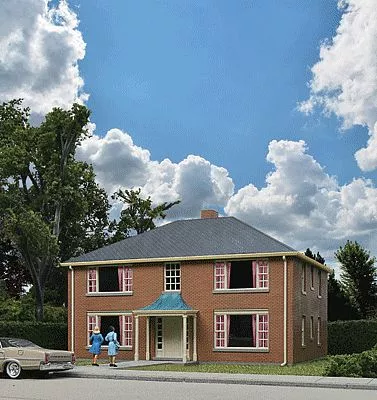 Walthers Cornerstone 933-3781 HO Scale Four-Unit Brick Apartment Building — Kit