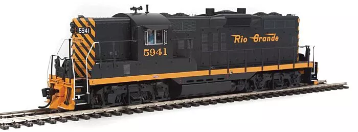 Walthers Proto 42704 HO Scale EMD GP9 Phase II - LokSound 5 Sound and DCC -- Denver & Rio Grande Western(TM) #5941 (black, Aspen Gold, Small Flying Grand)